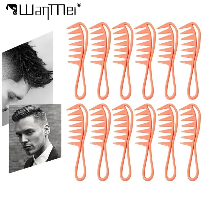 12pcs Barbershop Men Oil Head Wide Tooth Comb Pro Barber Soft Back of Head Stylist Hair Brush Salon Hair Stlying Tools Set