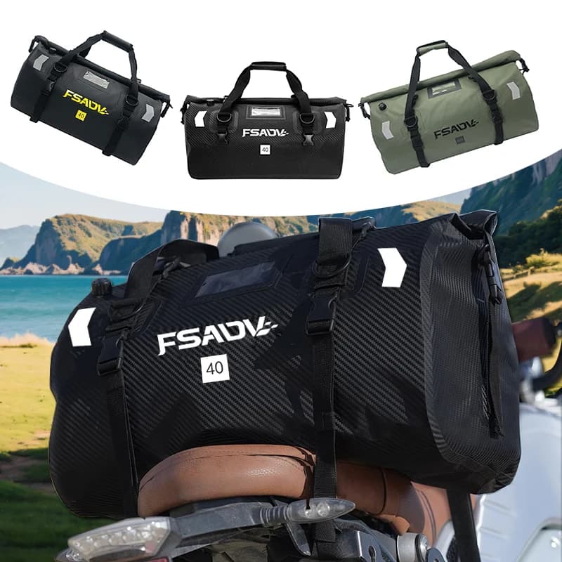 2026 NEW Universal Motorcycle Waterproof Tail Bag Travel Outdoor Dry Luggage Roll Pack Bag 40L 66L Motorbike Luggage Backpack