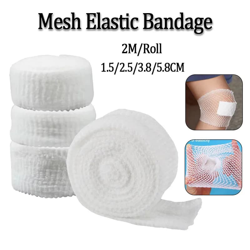Rotolo da 2M di Benda Elastica in Rete per Medicazioni, Garza Estensibile per Pronto Soccorso, Fasciature per Testa, Gomito, Caviglia, Ginocchio