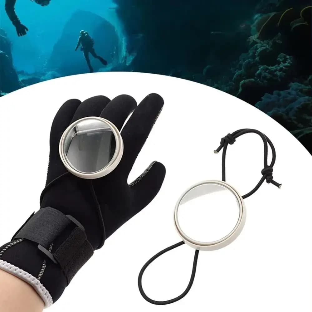 Diving Powder Mirror with Elastic Fascia, Adjustable Retrovisor Mirror for Snorkeling, Round Mirror for Diving Observation