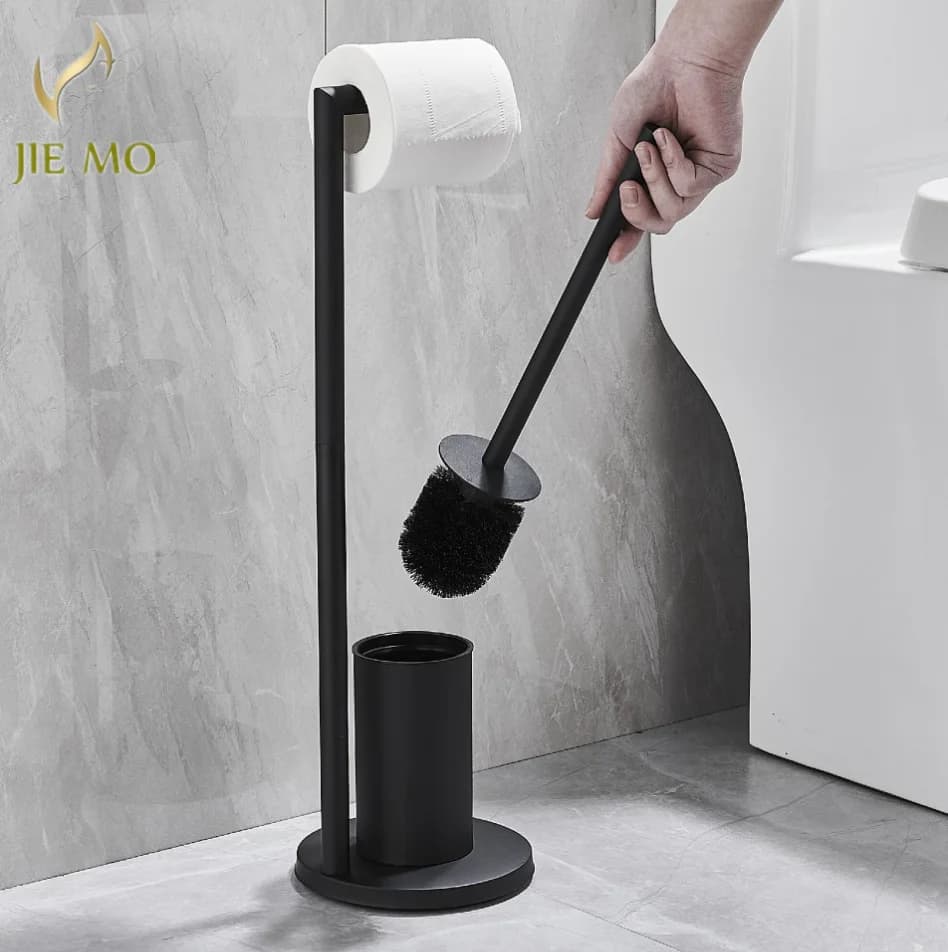 Porta scopino da pavimento a soffitto con porta carta igienica porta asciugamani di carta in acciaio inossidabile