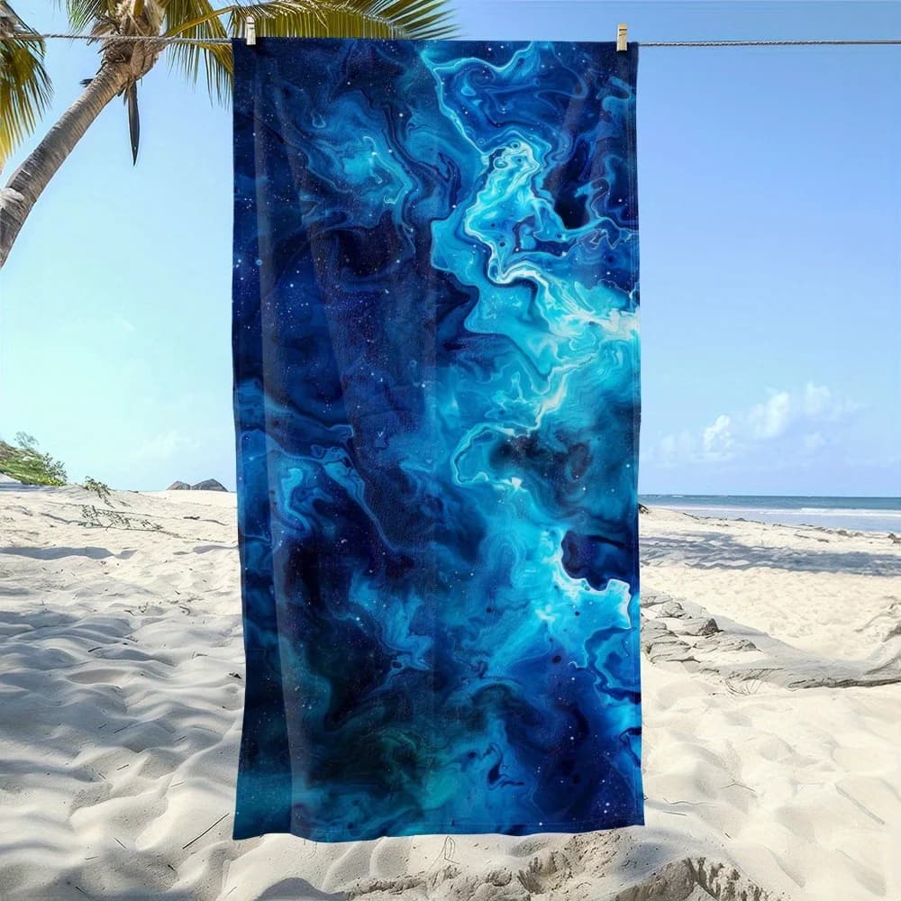 Asciugamano Galaxy Print extra large ad asciugatura rapida, blu nero Cosmic per viaggi, spa, casa, feste in piscina