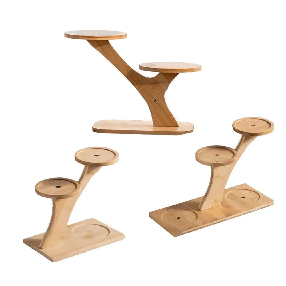 Bamboo Shelf Desktop Flower Rack Tree Branch shape Home Decoration Succulents Bonsai Organizer Multi-layer Flower Storage