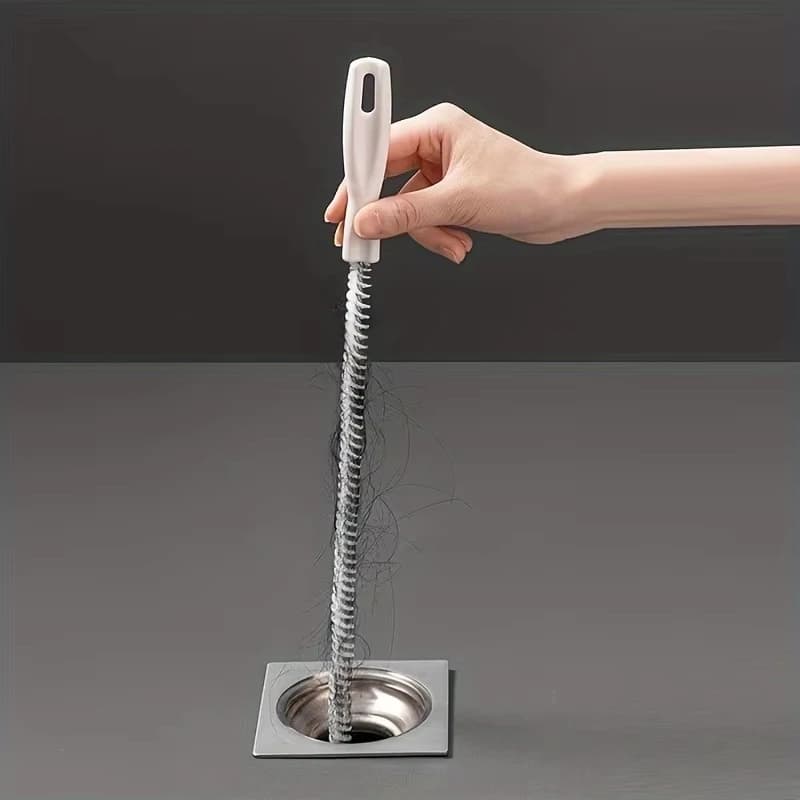 Spazzola per la pulizia di tubi, lunga, flessibile, per la rimozione di capelli e intasamenti in cucina, bagno, scarichi e lavandini.