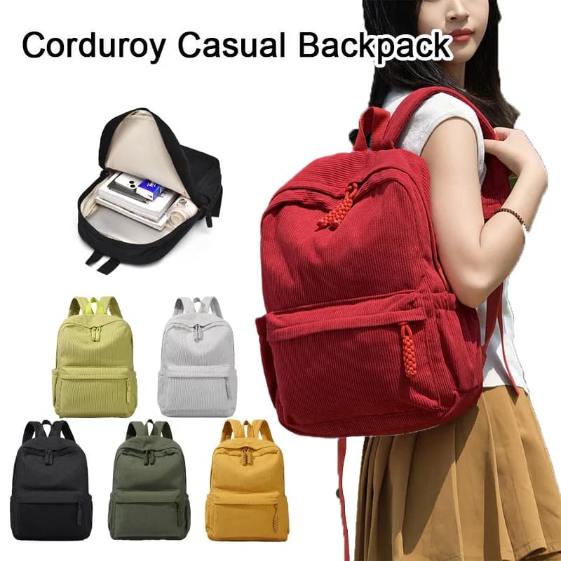 Minimalist Corduroy Casual Backpack Large Capacity Lightweight Durable Student Backpack High-Quality Commuter Travel Backpack