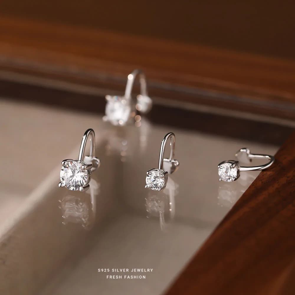 Semplice temperamento zircone argento Sterling 925 senza fori per le orecchie orecchini a Clip per le donne accessori per gioielli