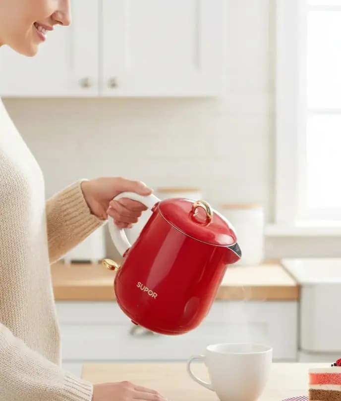 Small portable household electric kettle with automatic shutdown insulation and integrated design for safety