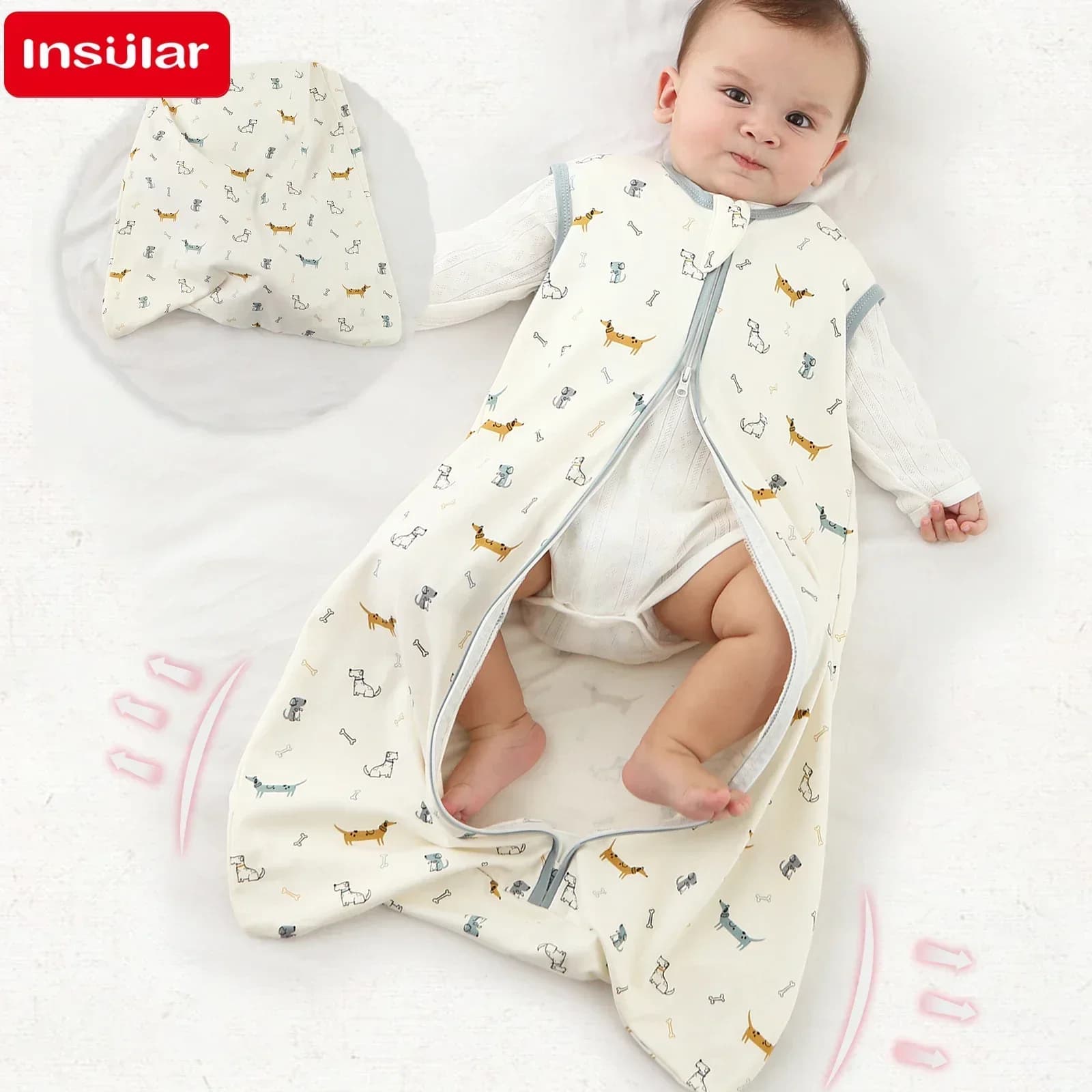 Children's sleeping bag Slim summer fur bag for children Children's nightwear Anti-warm blanket 3-18 months Animal cartoon print 100% cotton