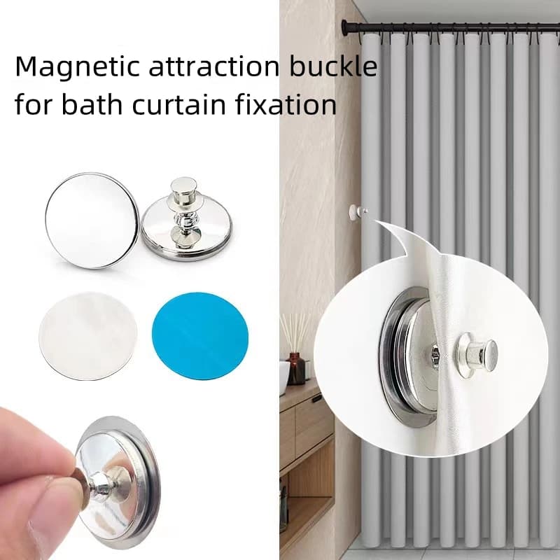 Fibbia Magnetica per Fissaggio Tenda Doccia - Supporto Adesivo Forte da Parete per Tende da Bagno