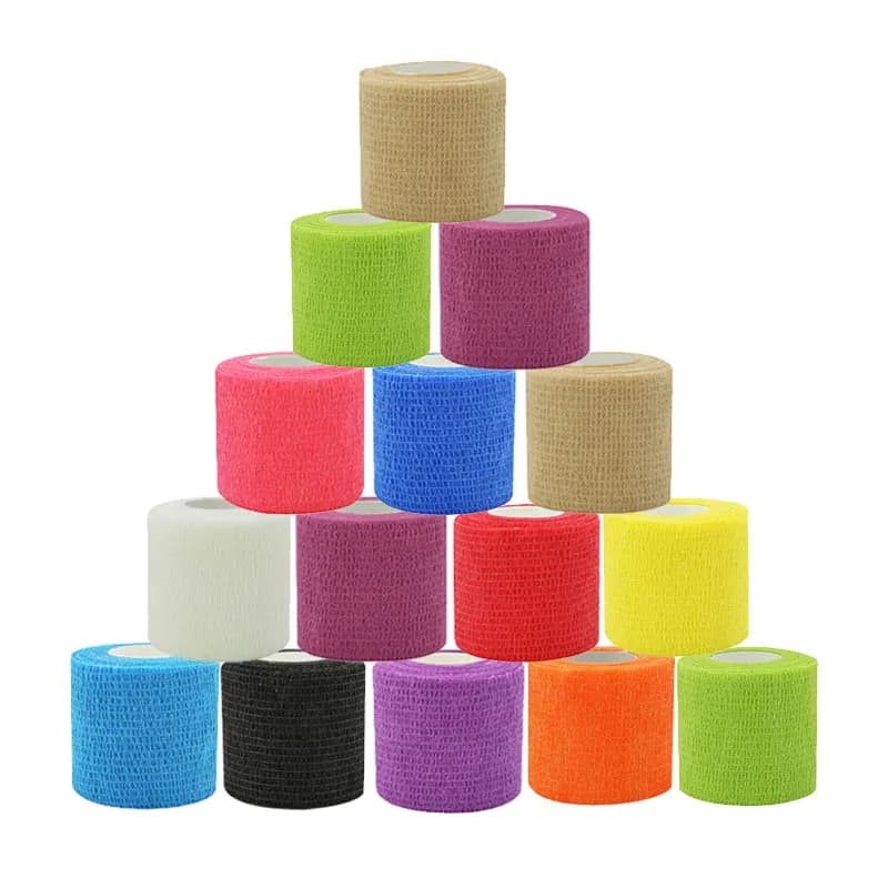 12 pz Colorato Sport Benda Autoadesiva Nastro Elastico Traspirante 5 m Per Il Supporto Del Ginocchio Pad Dito Caviglia Palmo Kit di Aiuto Strumento Per Animali Domestici