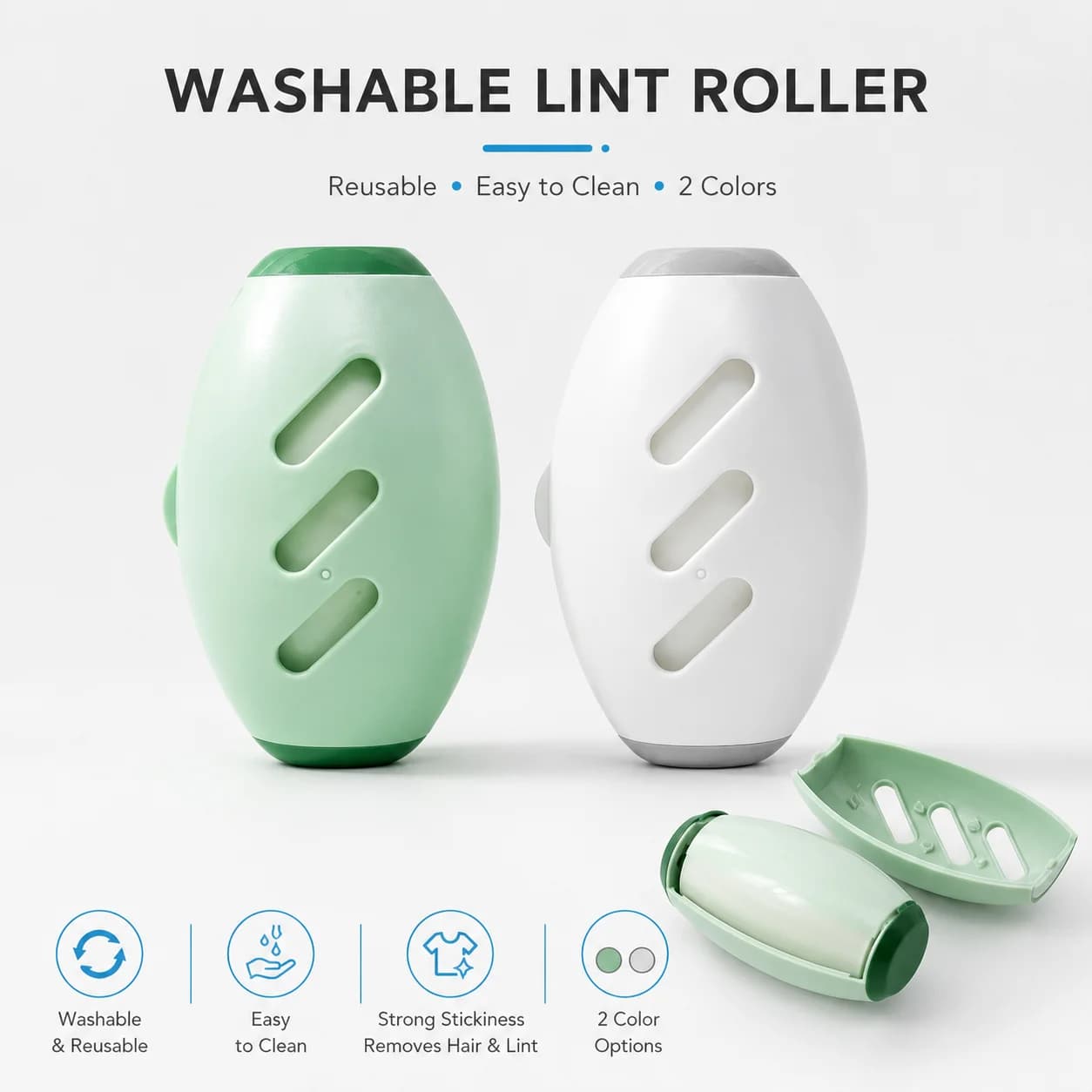 1P Washable Lint Roller Reusable Pet Hair Remover Sticky Roller For Clothes Sofa Carpet Bedding Car Seat Dust Cleaning Household