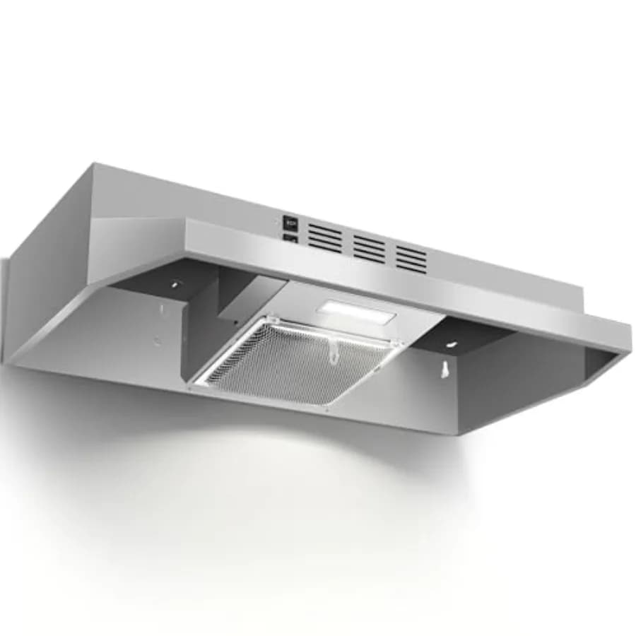 Cappa aspirante da incasso per cucina 280CFM, con controllo a pulsante e 2 velocità, con o senza condotto