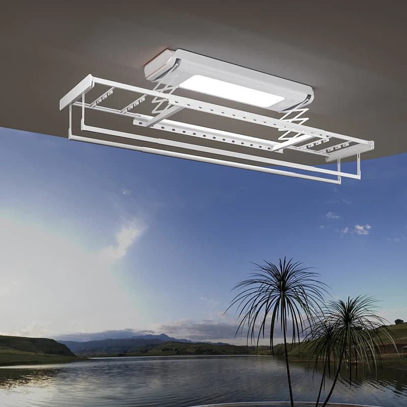 Smart Electric Ceiling-Mounted Balcony Clothes Drying Rack 45kg Automatic Lifting Remote Control Telescopic Aluminum