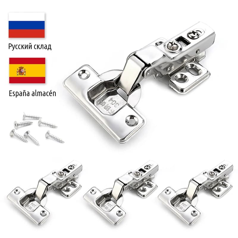 KAK 4PCS Cerniere Cerniera per porta dell'armadio idraulico in acciaio inossidabile Chiusura morbida Ammortizzatore Buffer Cerniera per armadio da cucina Hardware per porta
