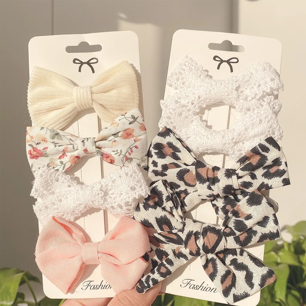 4 pz/set nuove ragazze leopardo forcine bambini dolce clip di capelli Barrettes capelli belli archi bambini carino bambini accessori per capelli