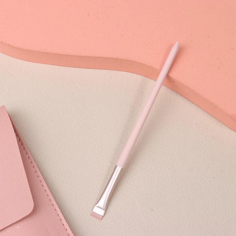 Pennelli per trucco occhi rosa Pennello per eyeliner per sopracciglia piatto Pennelli per ombretto in legno ad angolo piatto professionale Strumenti per cosmetici