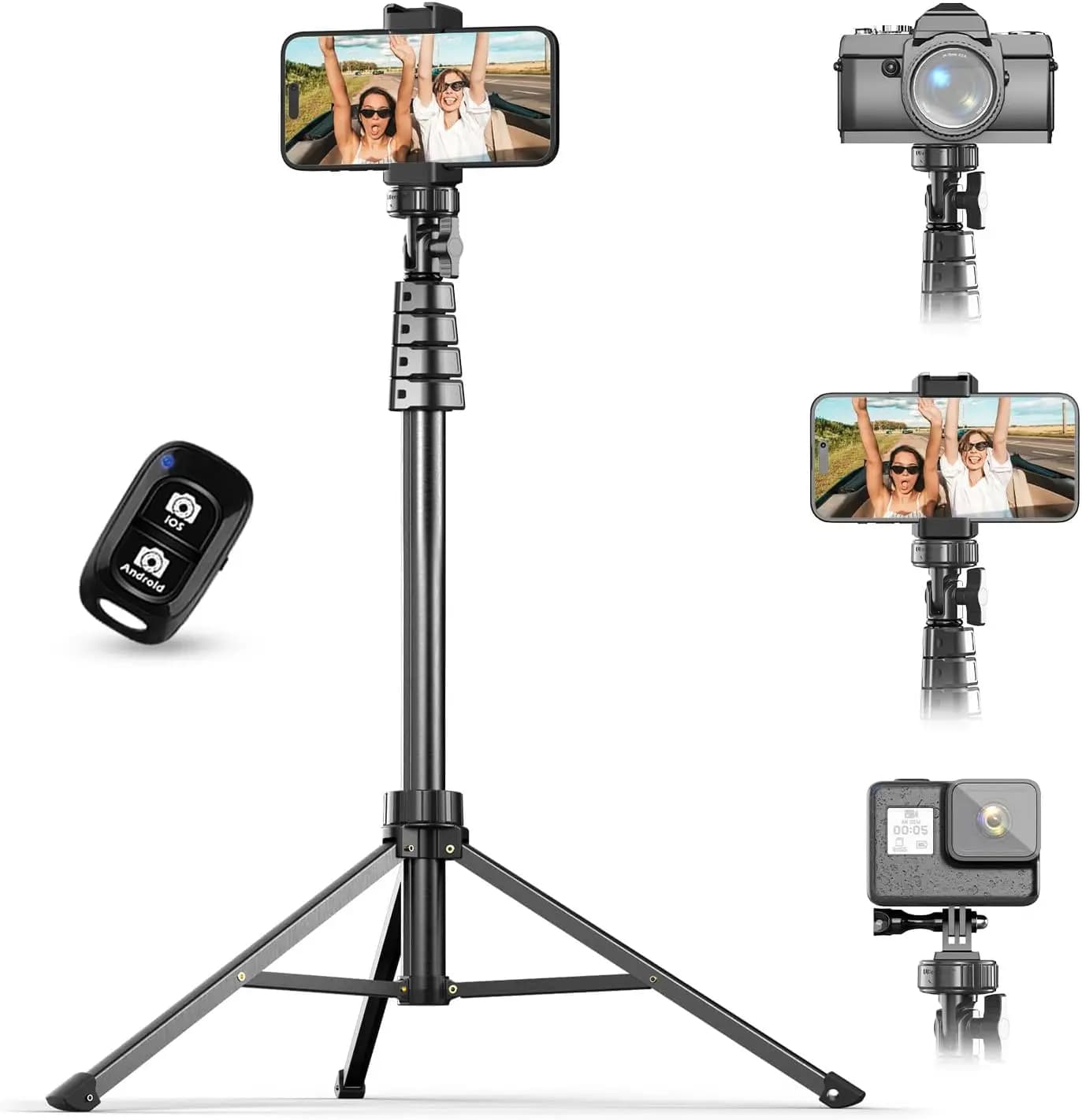 Treppiede per telefono da 67 pollici e bastone selfie con telecomando wireless, compatibile con iPhone e Android per selfie, video e live streaming