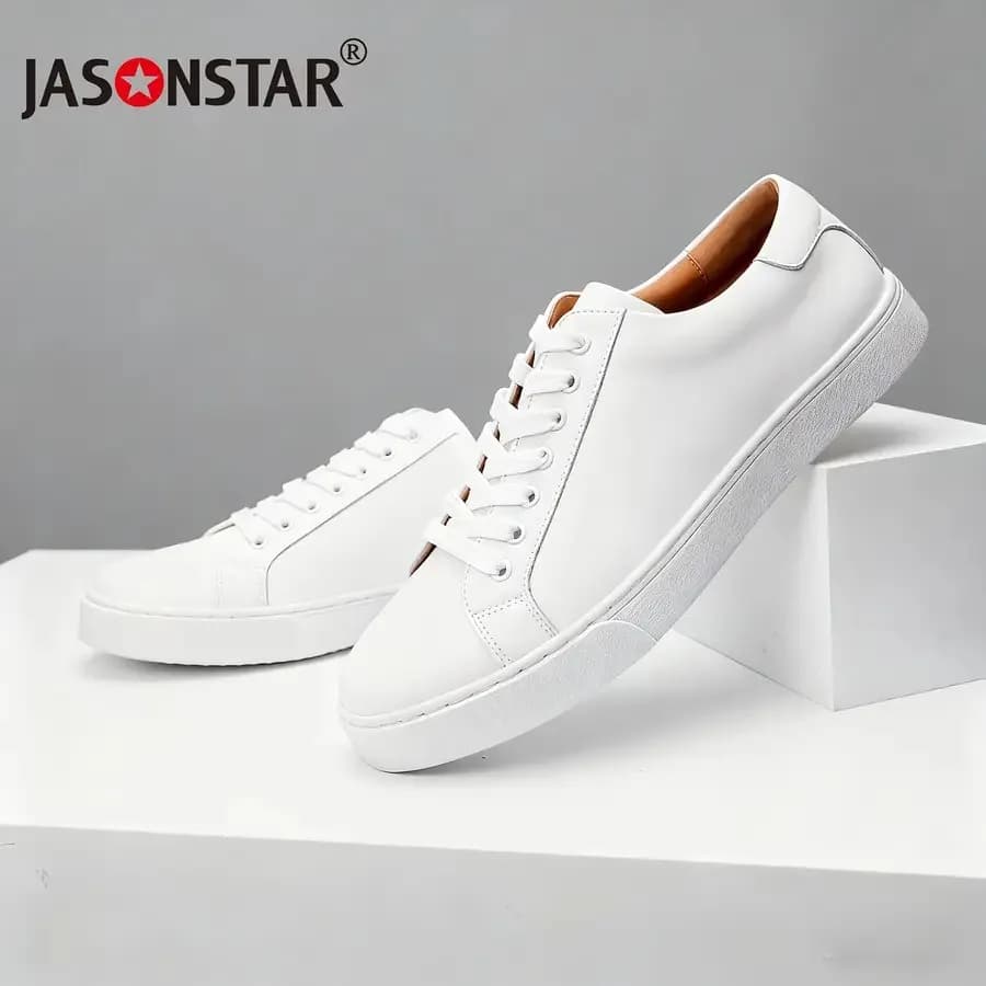 Nuove Sneakers Casual da Uomo in Vera Pelle, Comode e Versatili, Scarpe Bianche Traspiranti e Confortevoli