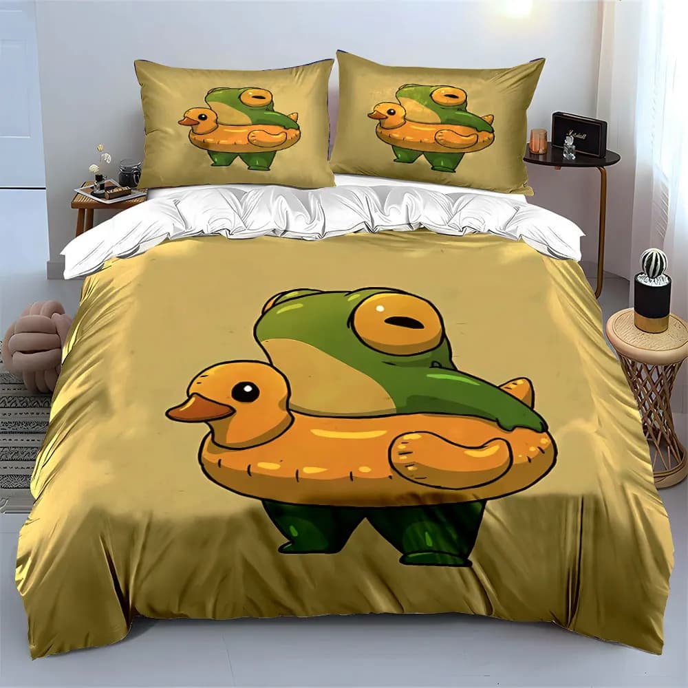 Set di giocattoli a forma di simpatico rana per bambini, set di biancheria da letto con copripiumino morbido e confortevole, include 1 copripiumino e 2 federe, idea regalo