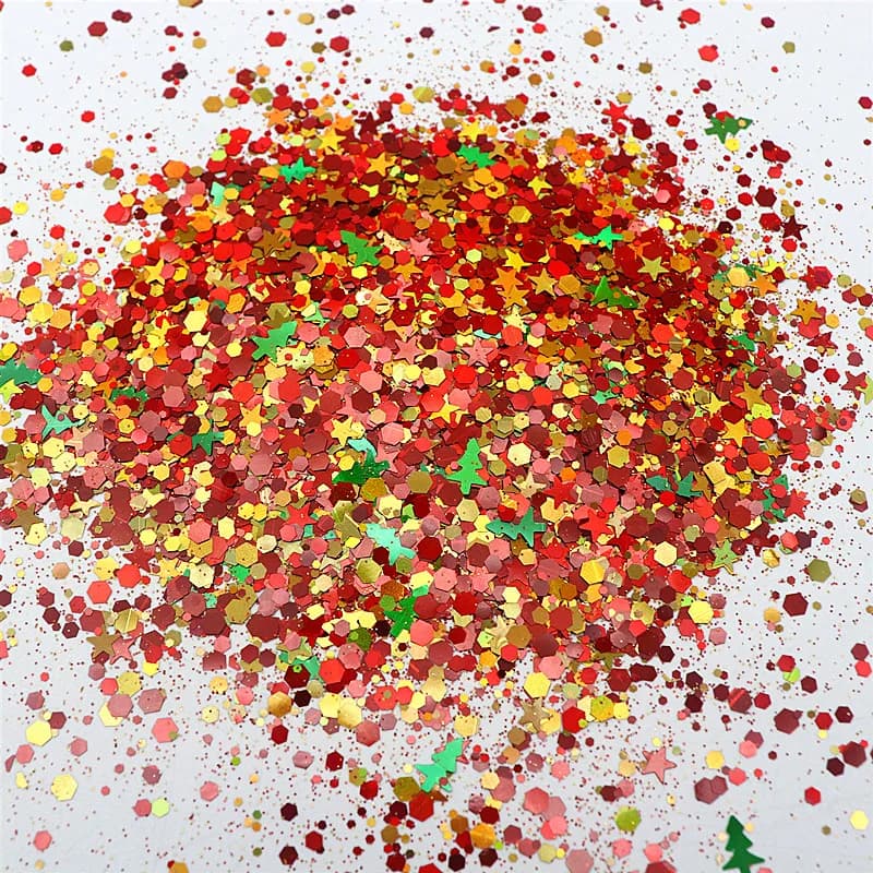 Paillettes per unghie di natale pentagramma misto Dot fiocco di neve albero di natale paillettes Glitter accessori per unghie fai da te 10-20g