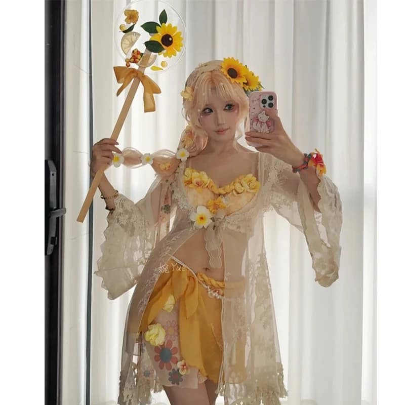 Naiad Grace​​ Summer Gold Cosplay Costume Wig Uniform Character Outfit Game Identity V Halloween RolePlay Carnival Party Dressup
