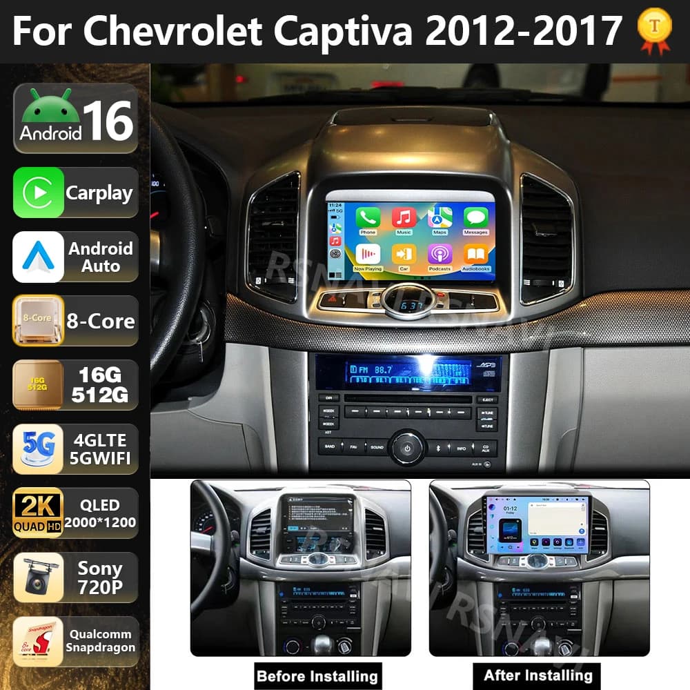 Qualcomm Android 16 Car Radio Multimedia Player For Chevrolet Captiva 1 2011 - 2016 Auto Carplay Stereo Dsp wifi+4G BT 2 Din GSP