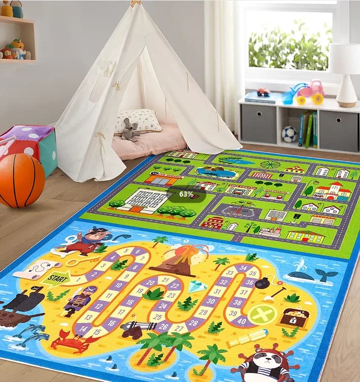 Tappeto per bambini Tappeto antiscivolo per animali colorati per aula, camera da letto, sala giochi, interni, auto da strada, area educativa, decorazione della casa
