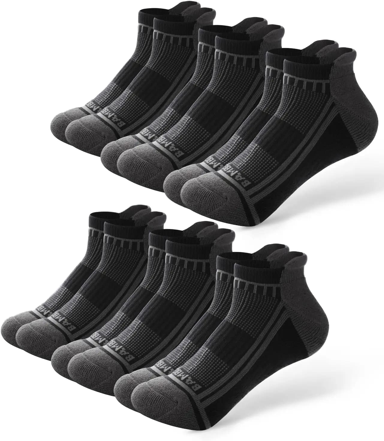 Men's sports socks with padding, breathable, absorbing moisture, with support for the arch, breathable for the race - Pack of 8