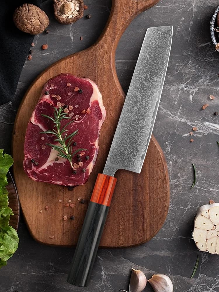 Kiritsuke knife 8 inch 67 layers Damascus steel kitchen knives Sushi knife to slice chef Rose wood Manage kitchen utensils