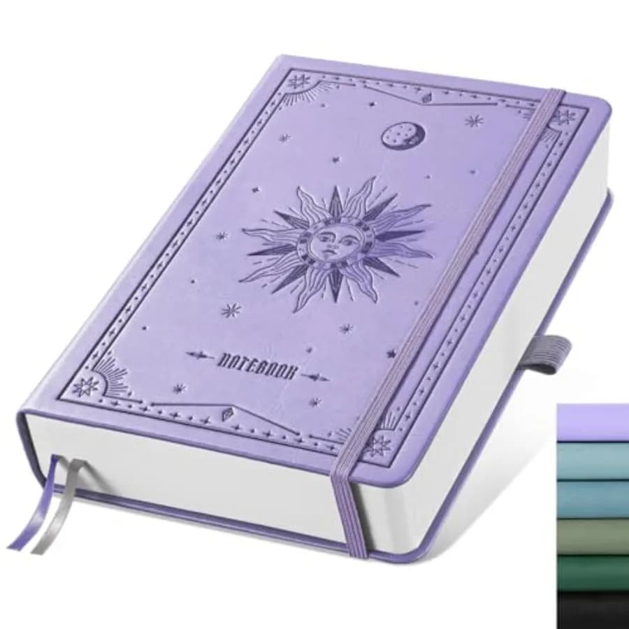 Lined Journal Notebook - 320 Numbered Pages, 100gsm Thick Journals, A5 Hardcover Leather College Ruled Notebooks for Women Men
