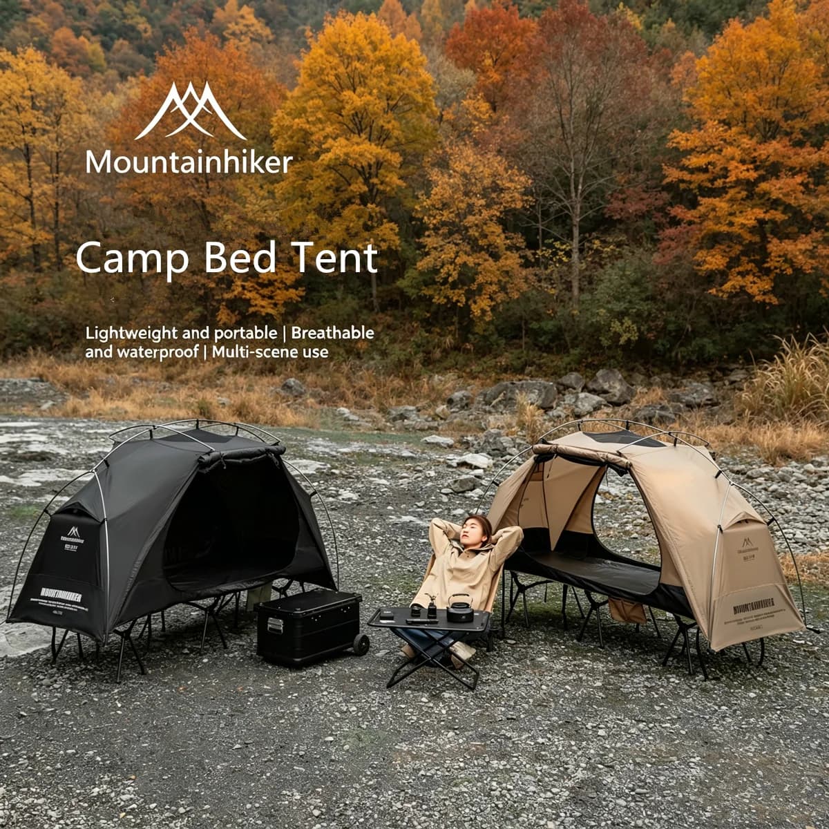 MOUNTAINHIKER Tenda da Campeggio Singola, Impermeabile in Oxford 190D, Multiuso per Escursioni e Viaggi
