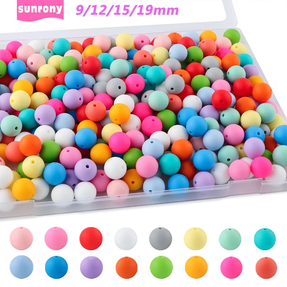 10 ~ 100 pz/lotto nuove perline rotonde in Silicone 9/12/15/19MM perline allentate per la creazione di gioielli braccialetti fai da te portachiavi accessori per collana