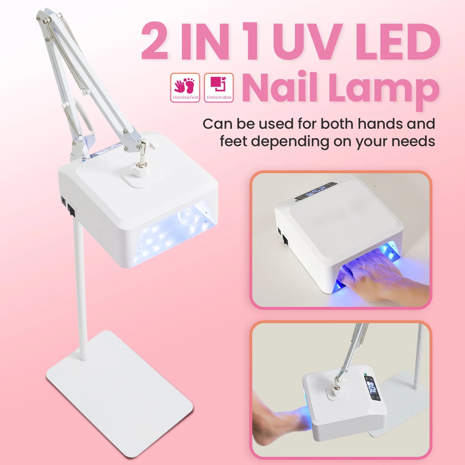 Lampada UV Professionale da 35W per Pedicure, Ricaricabile, ad Alta Potenza, Luce UV per Asciugatura di Piedi e Unghie, Lampada LED UV per Unghie
