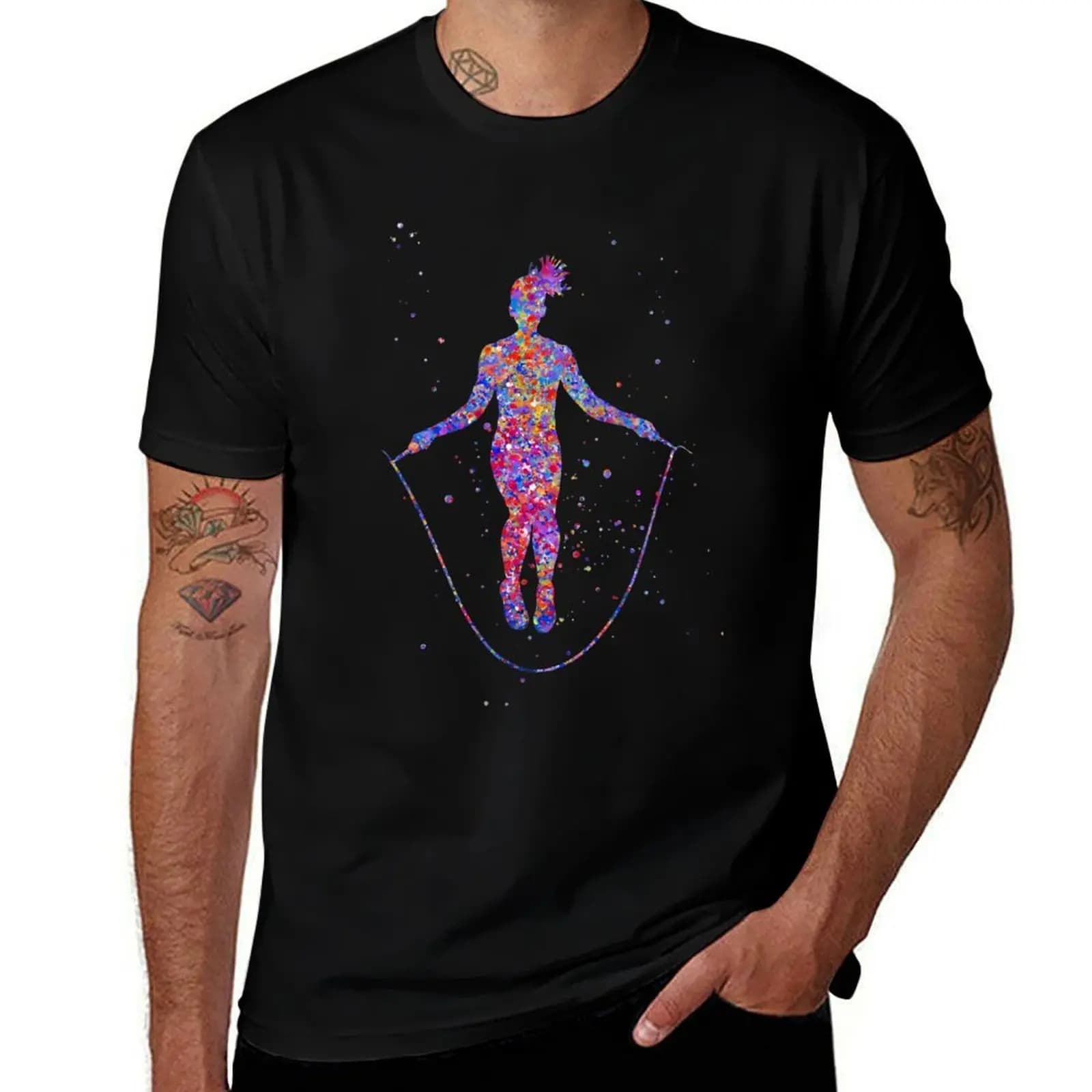 Female rope jump T-Shirt Casual Lightweight Short Sleeve Top T-Shirt