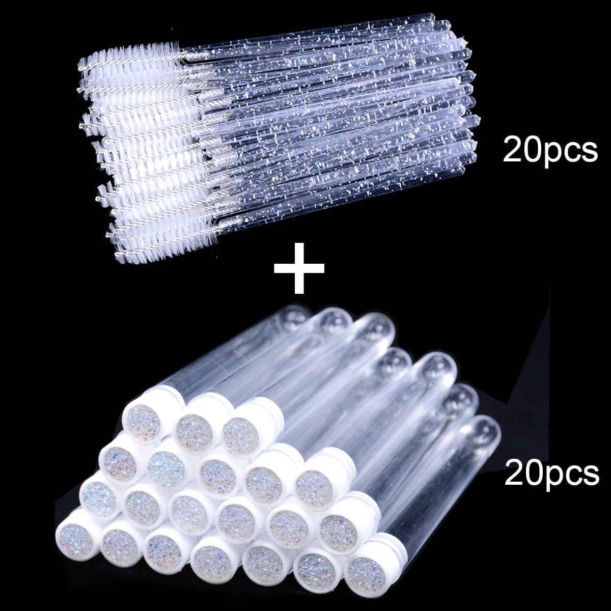 20-piece eyelash brush with 20-piece containers Dustproof pipe Reusable Eyelash Mascara pads Tools for replaceable makeup applicators