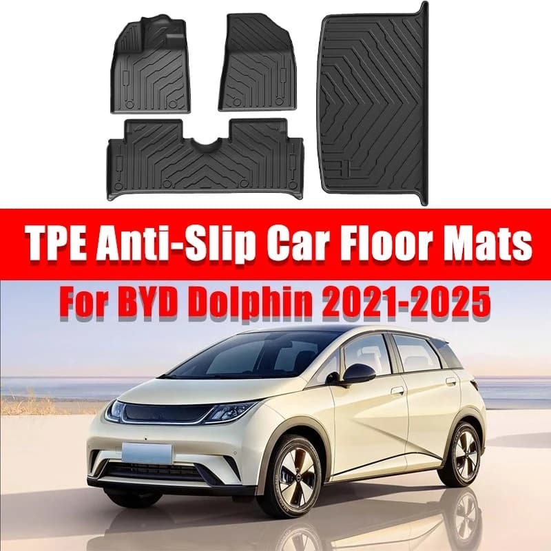 Tappetini per auto per BYD Dolphin Guida a sinistra 2021-2025 TPE Antiscivolo Lavabile Fodera per bagagliaio Accessori interni automobilistici