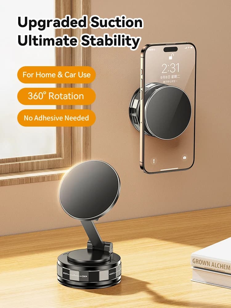 YZ Alloy Vacuum Phone Holder 360 Suction Car Mount Dashboard Holder Universal Phone Holder for Car Gym Kitchen Car Accessories