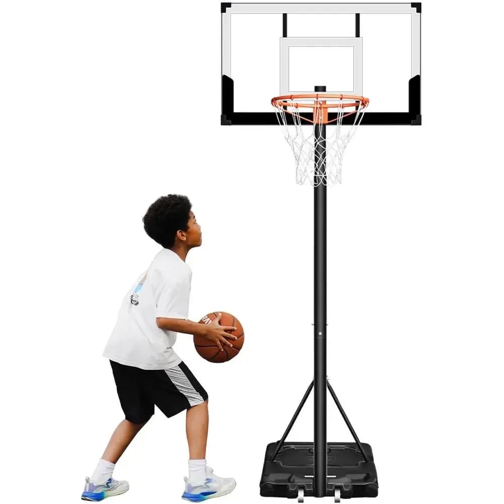 Canestro da Basket Regolabile per Esterni per Bambini e Adulti, Altezza 3.2-7.2m, Portatile, per Piscina/Giardino/Interno