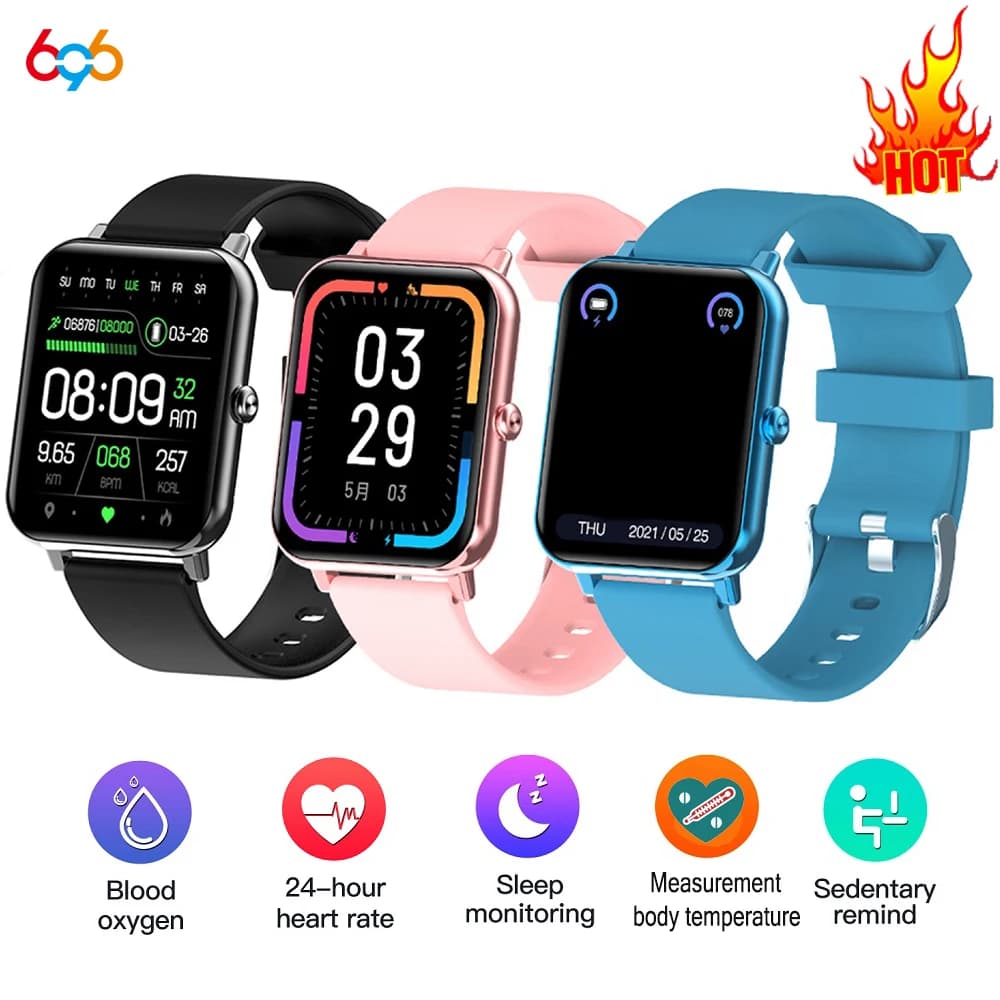 Orologi intelligenti da uomo Frequenza cardiaca Misurazione della temperatura della pressione sanguigna Smartwatch da donna Impermeabile Touch screen completo TFT da 1,69 pollici