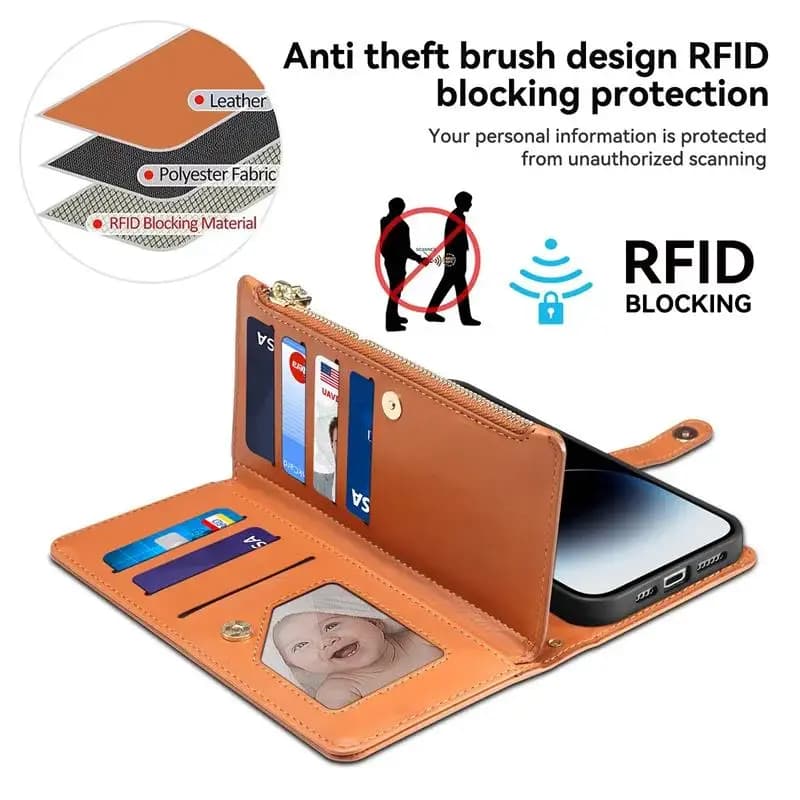 Custodia a libro con cerniera per portafoglio per Huawei Nova 13 Pro 12i 12S 12 Ultra Crossbody RFID Blocco cordino in pelle 11 slot per schede Flip Cover