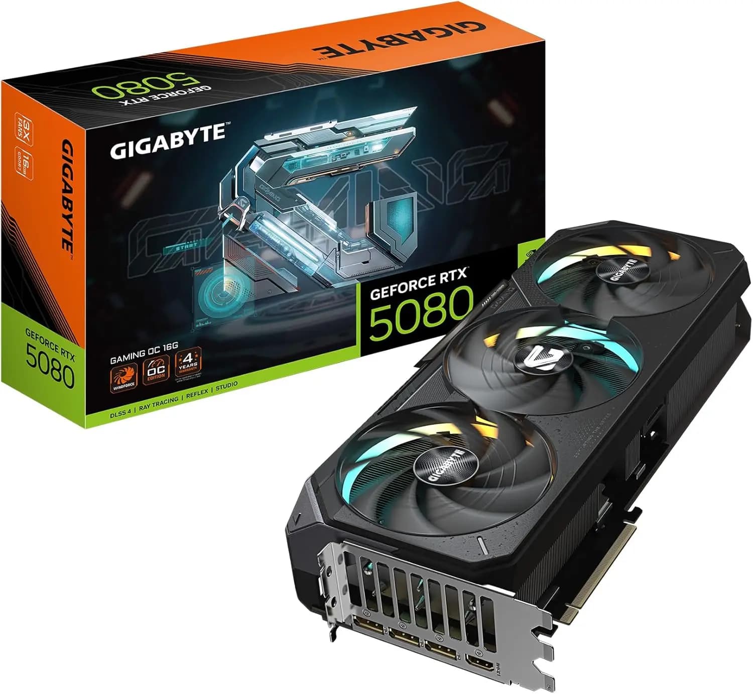 Scheda Grafica RTX 5080 Gaming OC 16G, Sistema di Raffreddamento WINDFORCE, 16GB 256-bit GDDR7, Scheda Video GV-N5080GAMING OC-16GD