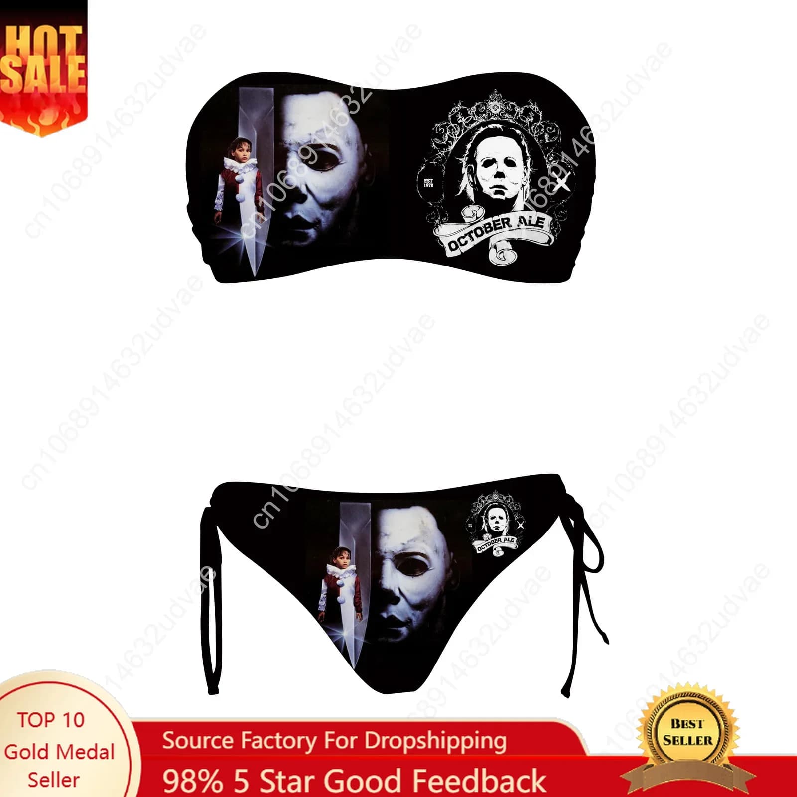 M-Michael M-Myers Women's swimsuit with drawstring, set two pieces, swimwear, custom bikini, customizable beachwear