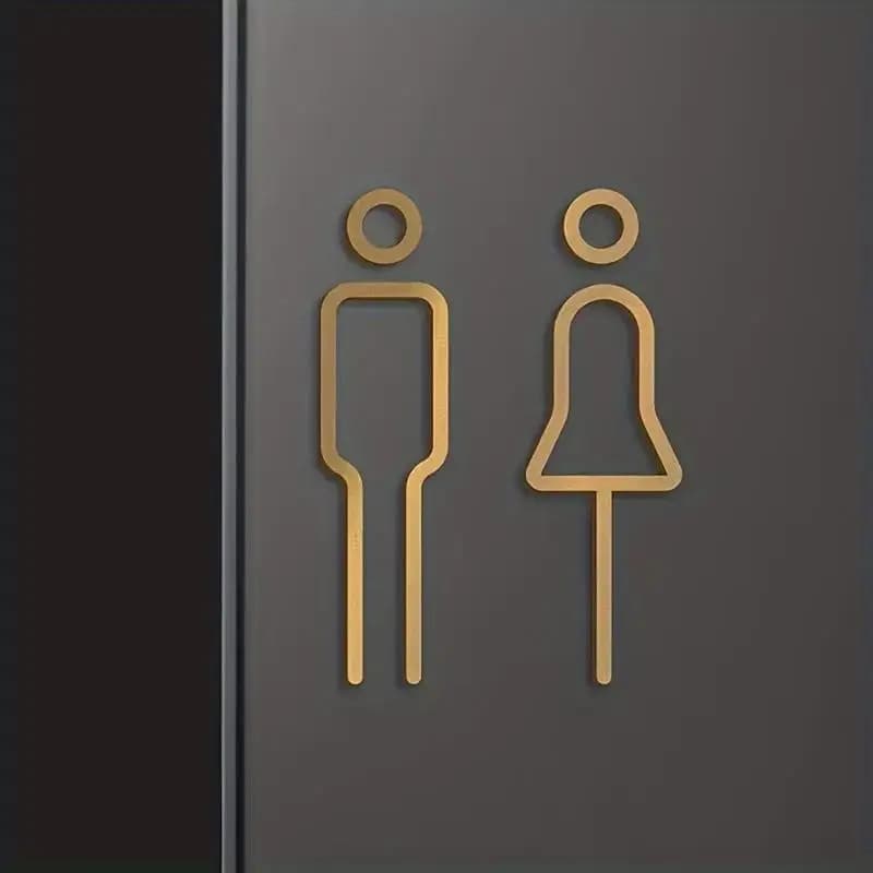 Targa per WC color oro nero, etichetta adesiva da parete per porta del lavandino in ottone, supporto per WC, cartello per segnaletica