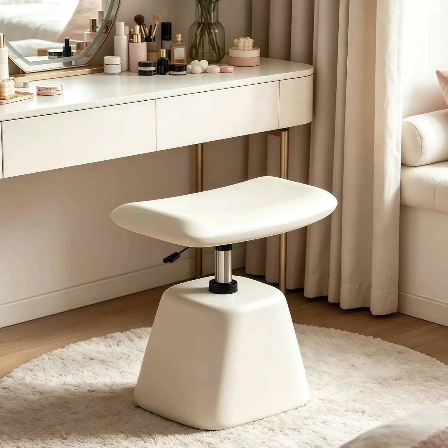 Piccolo Pouf Regolabile Imbottito, Poggiapiedi Morbido con Seduta Imbottita per Sotto Scrivania, Soggiorno, Camera da Letto, Ingresso, Bianco Personalizzabile