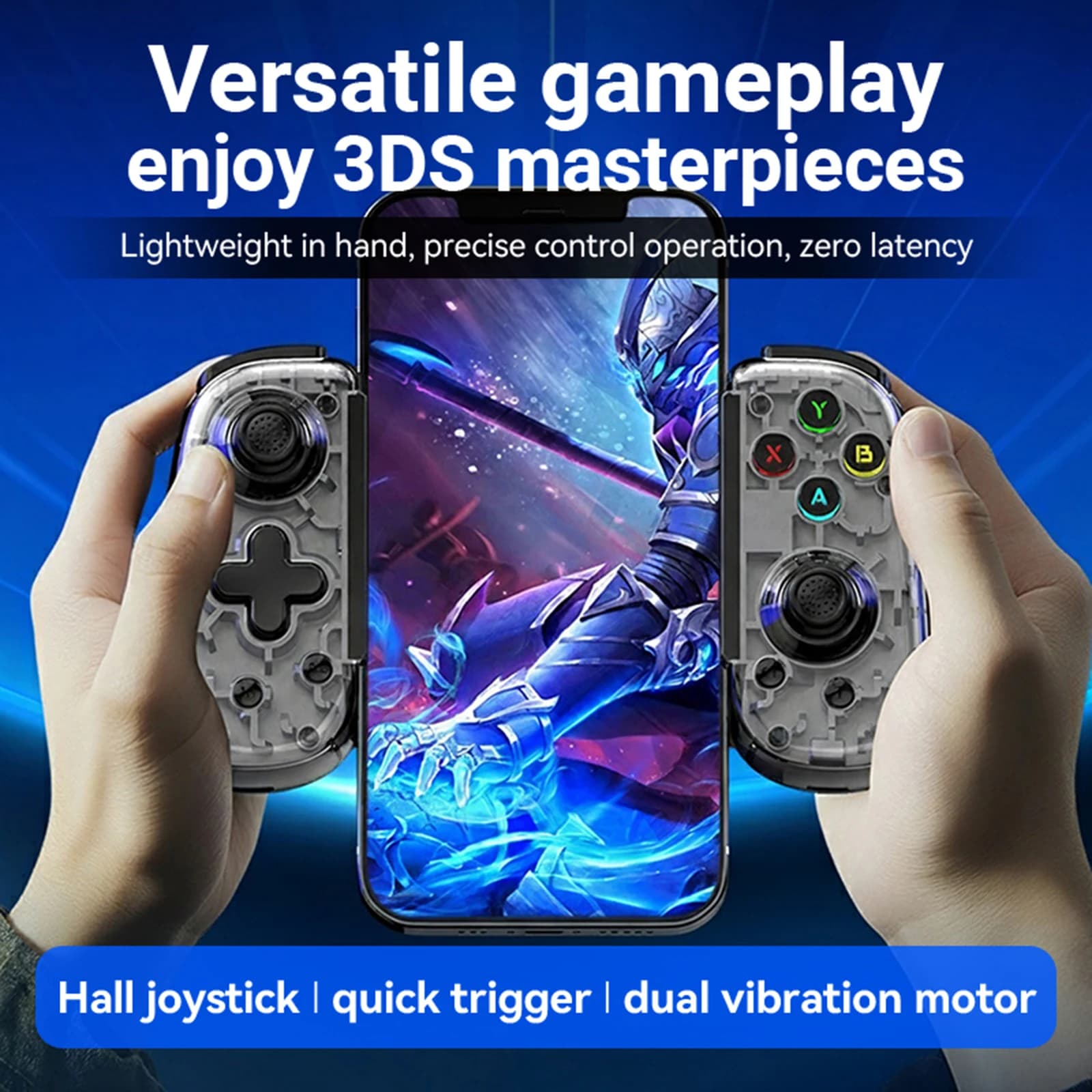 BSP-D6 Mini Gamepad Pieghevole Wireless Estensibile per Switch/PC/Android/iOS, Controller di Gioco con Joystick a Effetto Hall, Tipo-C