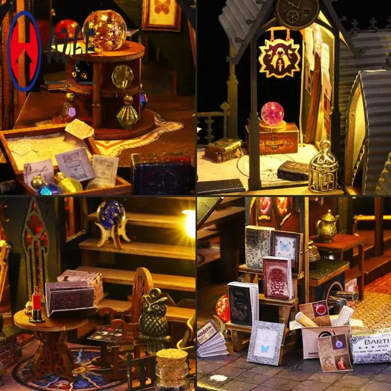 A26F-3D Puzzle in legno Fermalibri Kit di angoli per libri fai-da-te per la decorazione della libreria, con kit modello fai-da-te leggero per adulti
