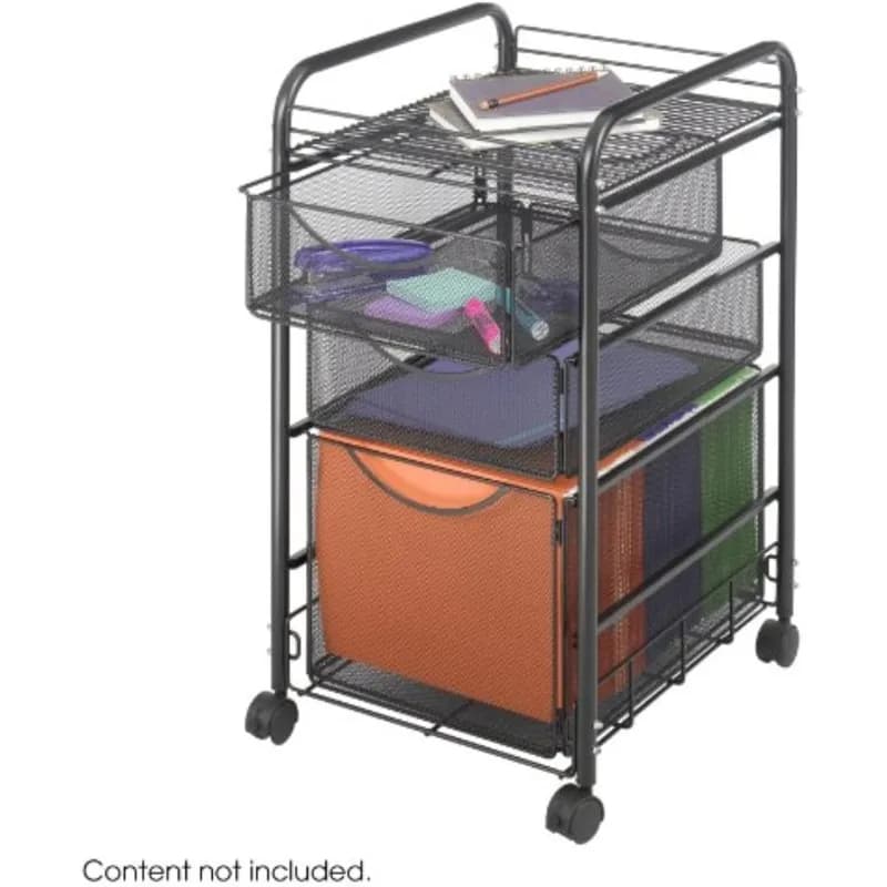 Carrello portadocumenti in onice con grande cassetto portadocumenti e 2 cassetti di fornitura, adatto per cartelle sospese in formato lettera, acciaio resistente