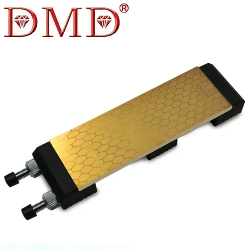 Stone for sharpening titanium DMD knives with double-sided diamond, 400/1000 grit, with support, size 200x70x8 mm, for kitchen knives