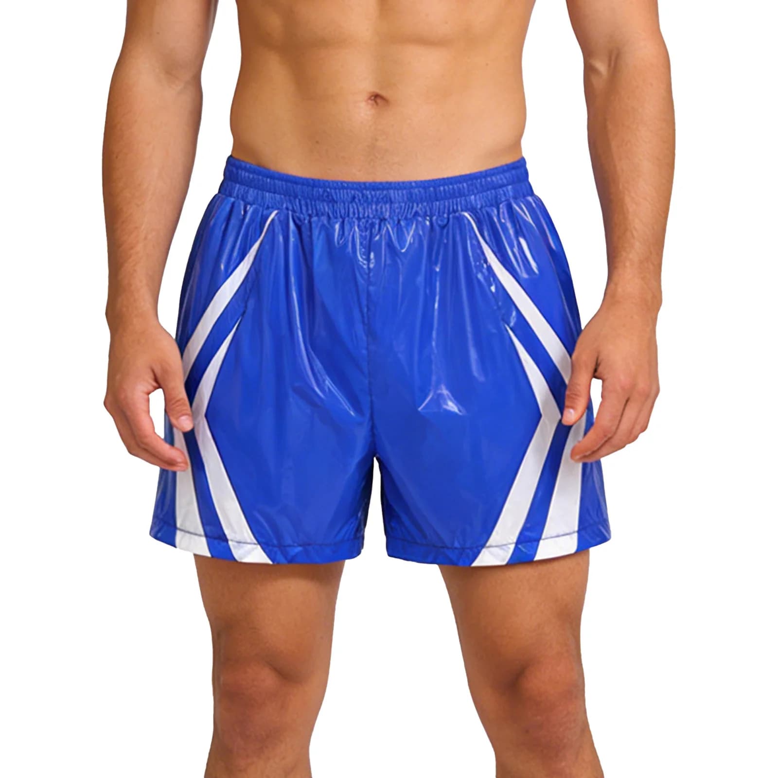 Mens Waterpoof Swim Trunks with Pockets Stripes Athletic Sportswear Bottoms for Swimming Beach Running Cycling Summer Holiday