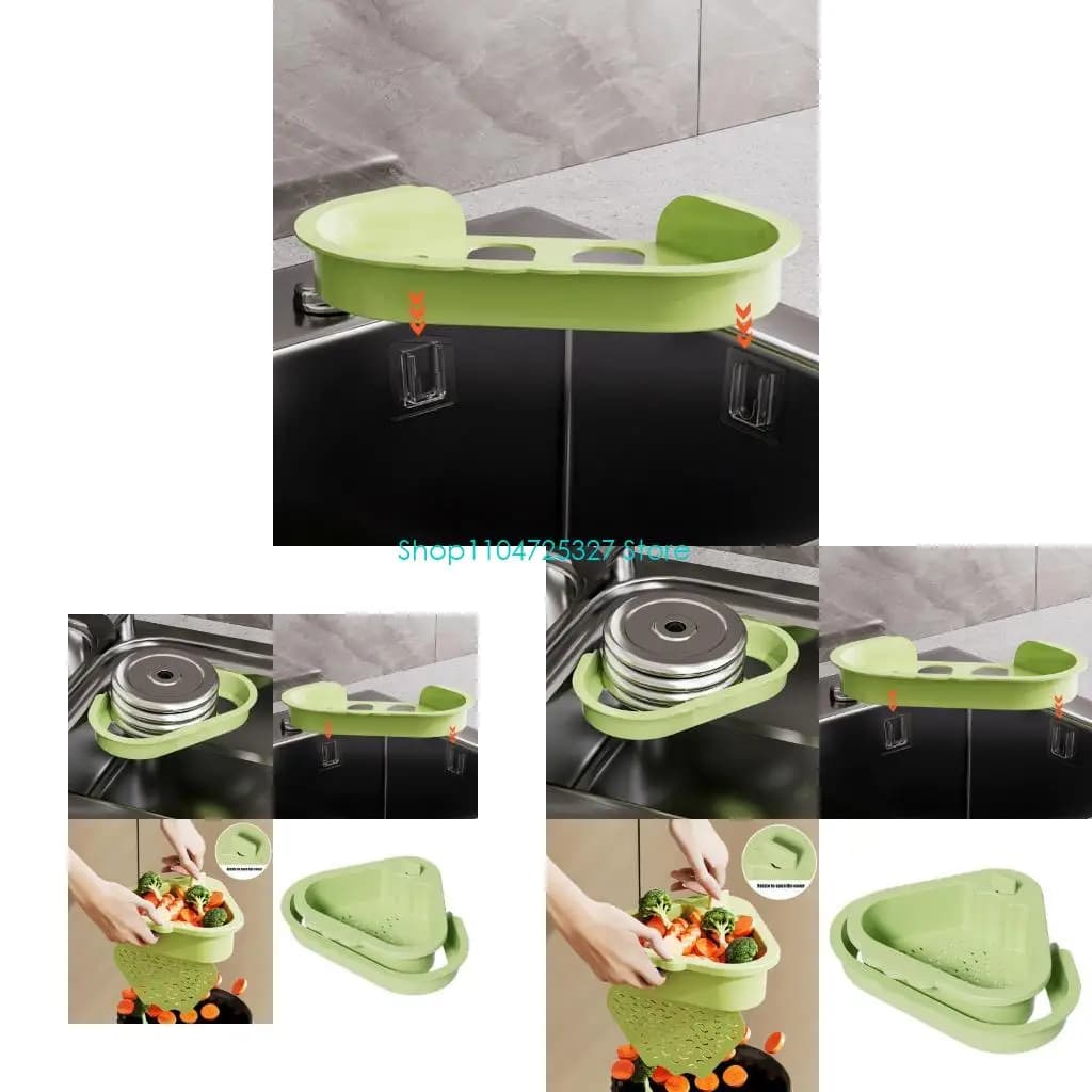 D8KF Cestino raccoglitore per rifiuti alimentari a doppio strato con filtro per angoli per lavello da cucina in plastica